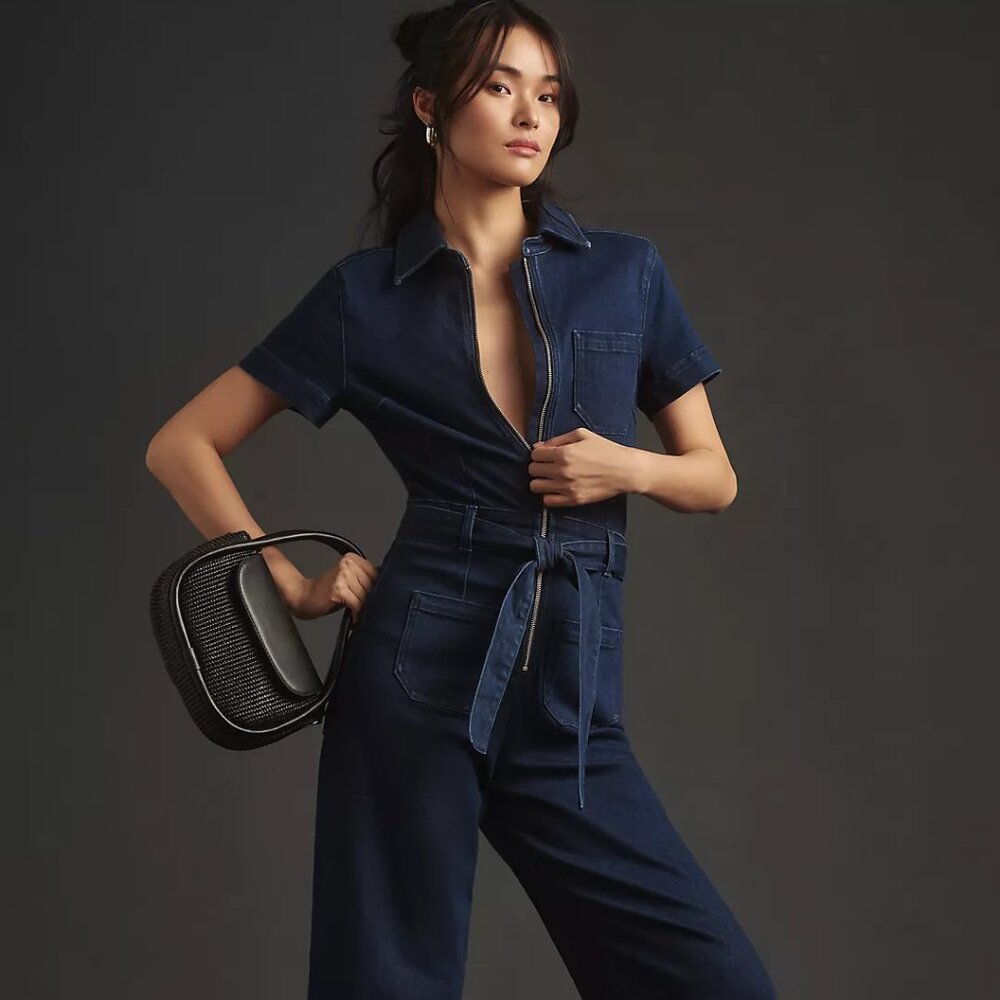 Anthropologie Dark Indigo Denim Jumpsuit